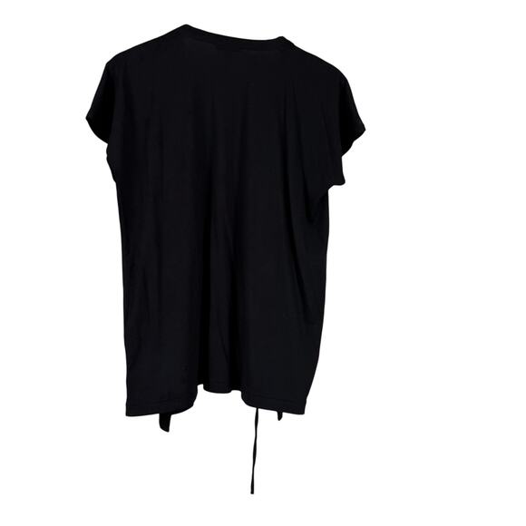 Eileen Fisher Short Sleeve Tencel Black Tie Front Cardigan Top Size L *Damaged* - Picture 2 of 7